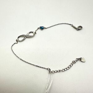 Solid 925 silver infinity bracelet with diamonds and heart‎ crystal bracelet!